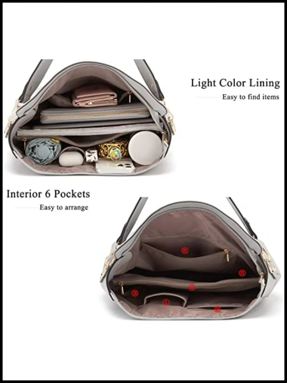 Large Hobo Shoulder Handbag Crossbody Purse Wallet Set for Women Soft